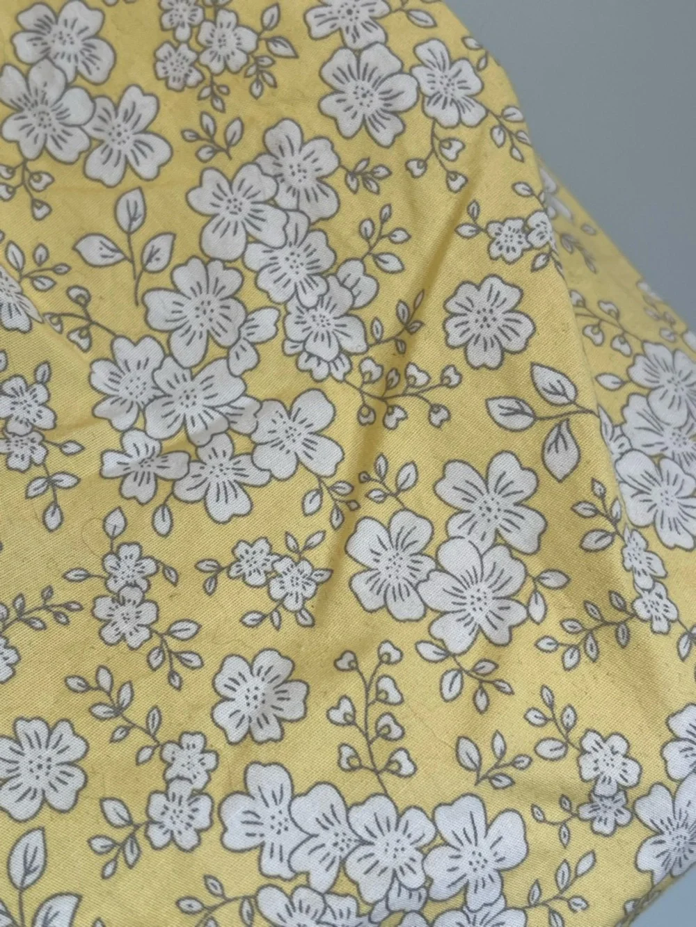 Puff Sleeve Floral Smocked Off-Shoulder Crop Top Size L Cotton Poplin Yellow